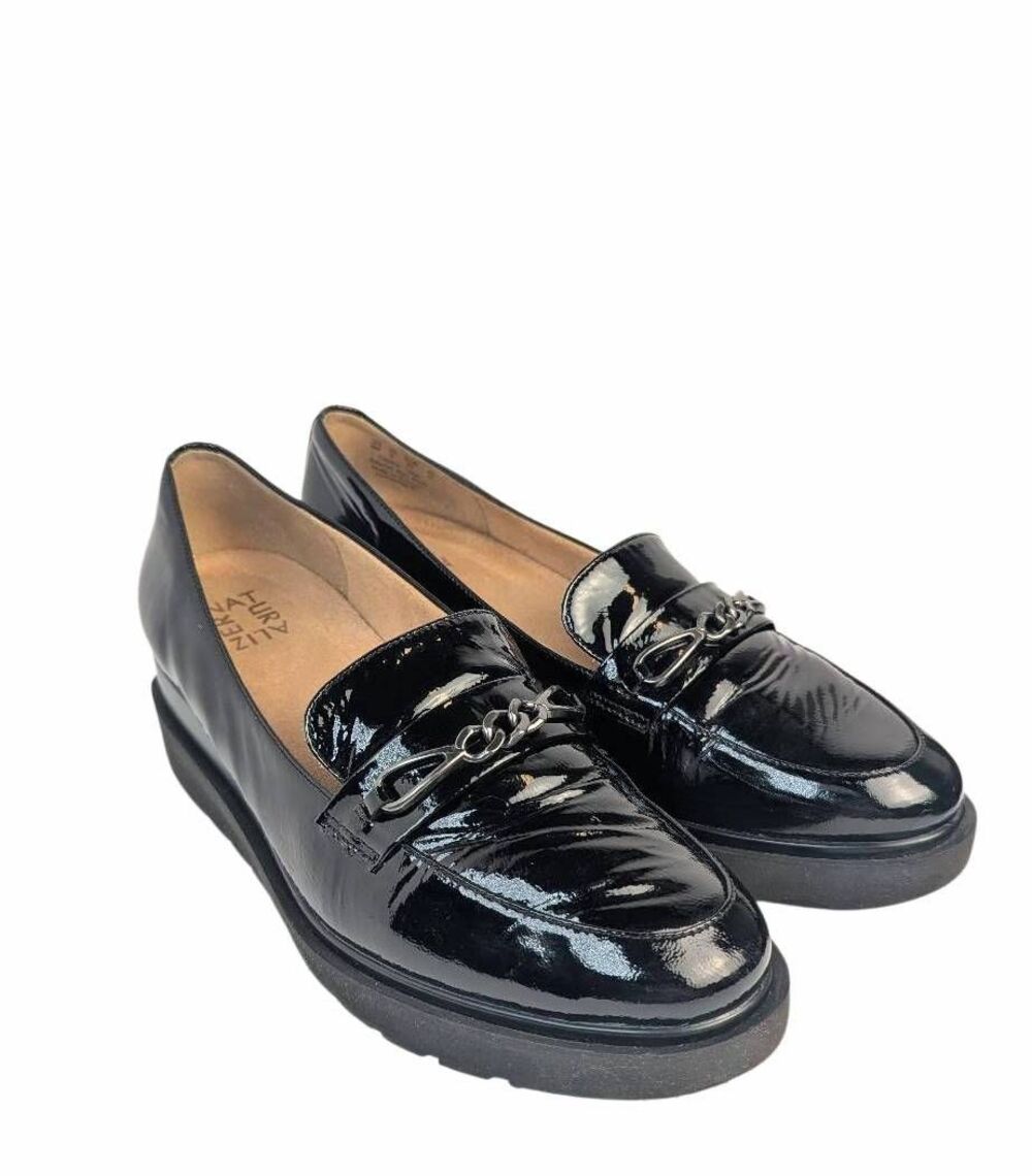 Naturalizer September Black patent leather platform loafers womens 9